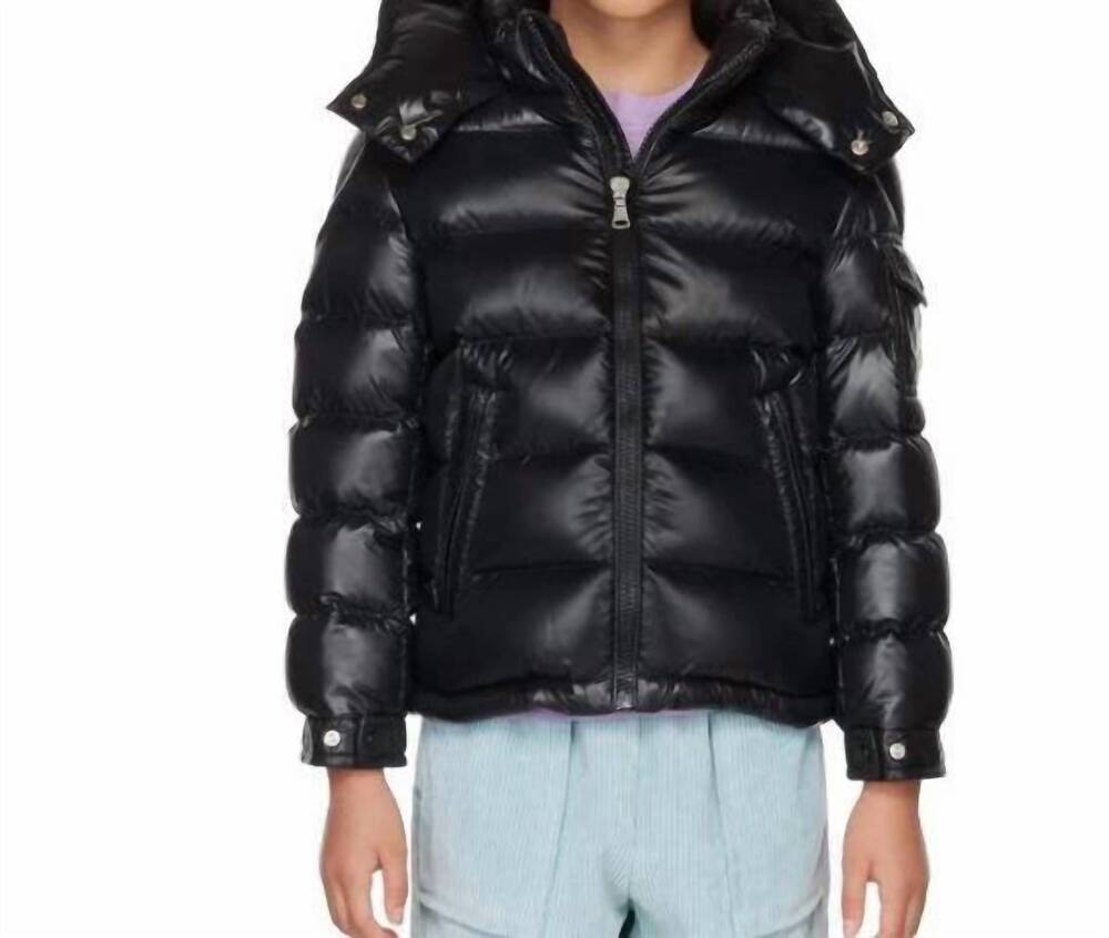 NEW MONCLER big kid's down puffer jacket in black